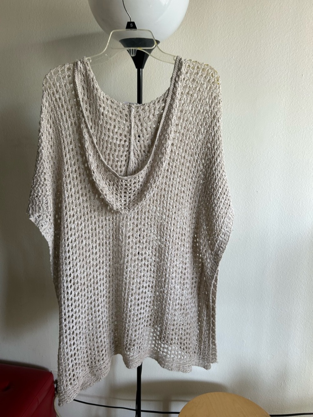 J. Jill Beige Crochet V-Neck Swim Coverup with Tie - Picture 6 of 10